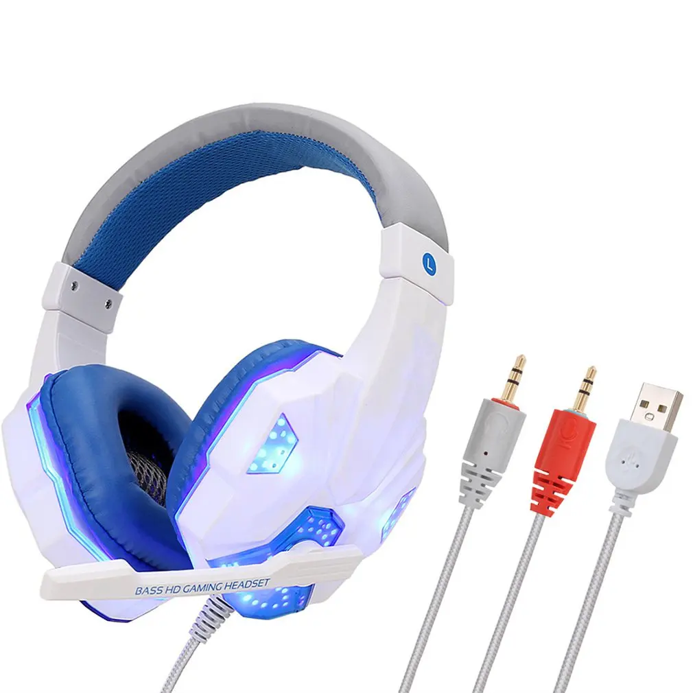 Profesionalni Led Luči Igralec Slušalke Za Računalnik Gaming Slušalke Prilagodljiv Nastavljiv Bass PC Stereo Žične Slušalke