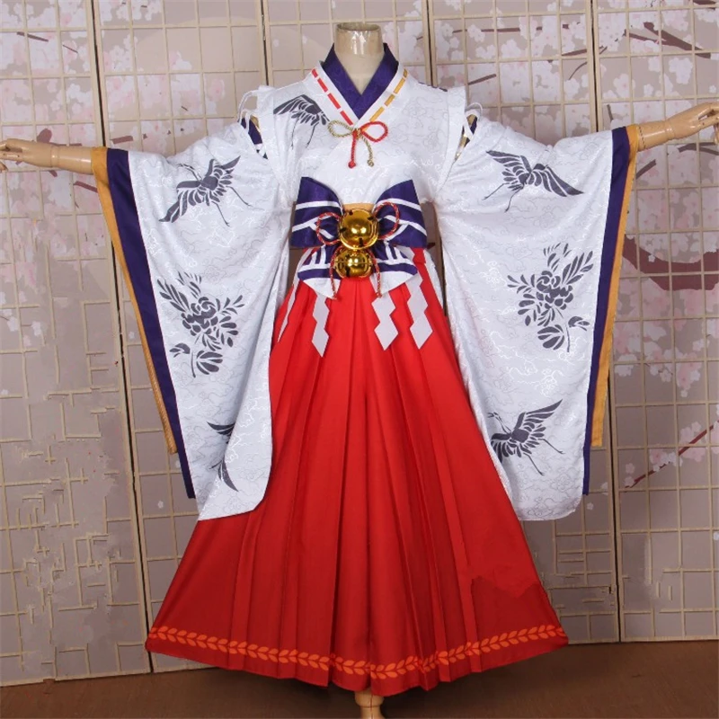 Onmyoji Novo SSR Yu Yujin Cosplay Kostum Igre Uniform, Cosplay Čarovnica Obleke, Oblačila Božični Kostumi Kimono+Lasulja+Headdress