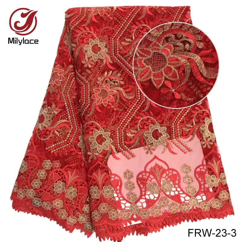 Guangzhou afriške čipke, vezenine tkanine, visoko kakovost francoski čipke tkanine nigerijski design francoski neto čipke tkanine za obleko FRW-23