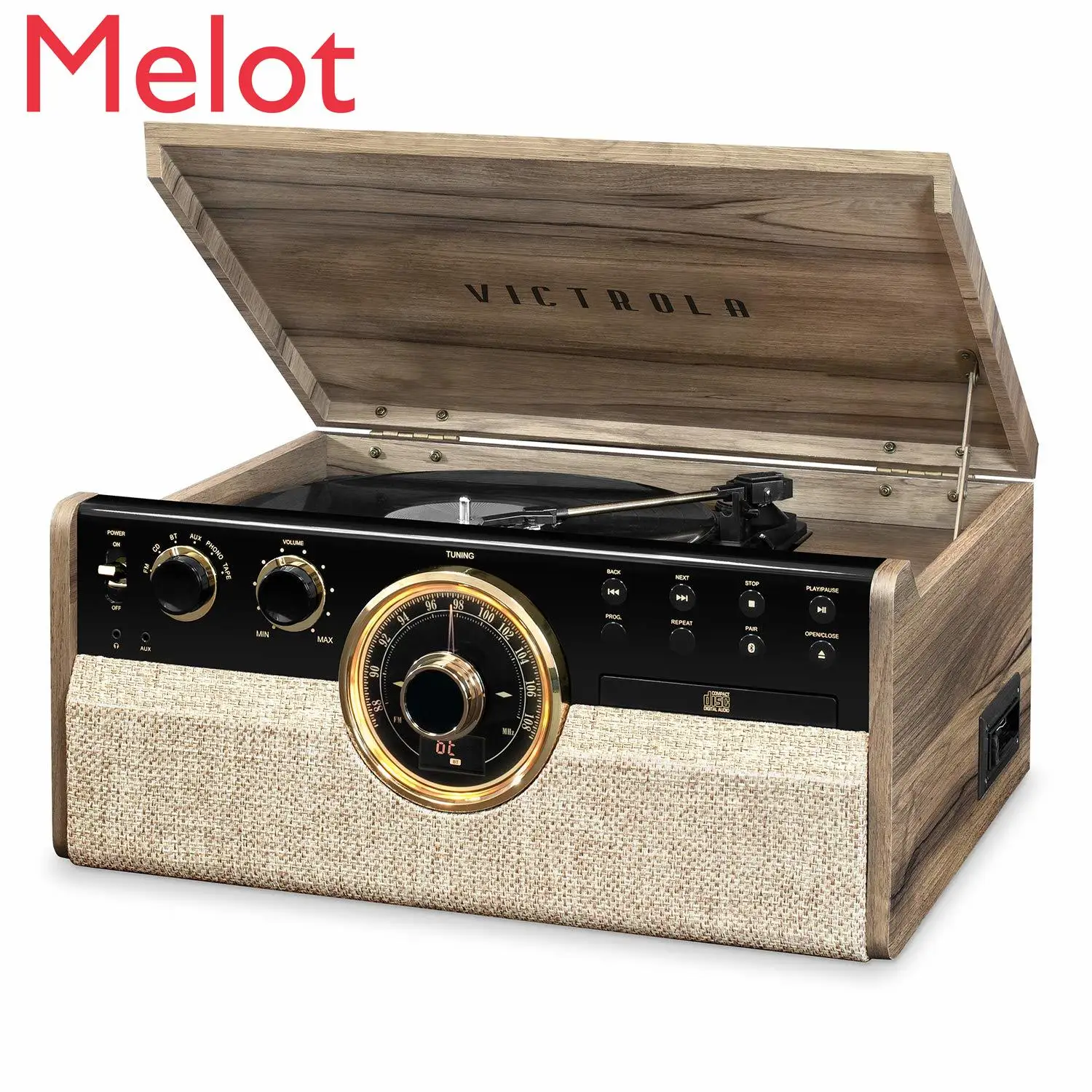 Victrola Ameriški Retro Vinil Zapis Igralec Domov Snemanje Predvajalnik Radio 6-v-1 Bluetooth, CD, Kaseta