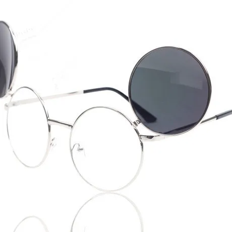Mincl/sončna Očala Ženske big box Princ ogledalo kovinski flip Dvojno Objektiv Retro sončna Očala okrogla sončna očala