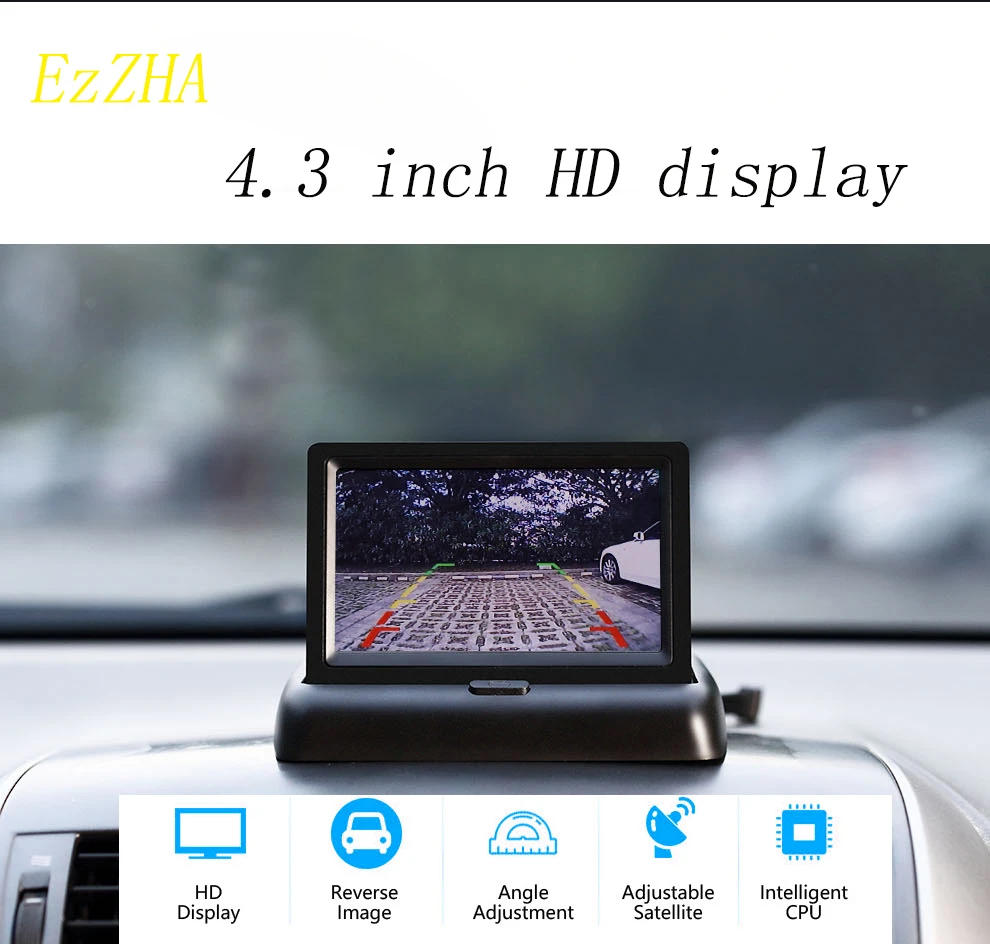 Avto Zaslon 4.3 palčni Zložljivi TFT LCD Zaslon (Pogled od Zadaj) Obračanje Fotoaparat Ogledalo Parkiranje Pomoč Rearview Spremlja NTSC PAL