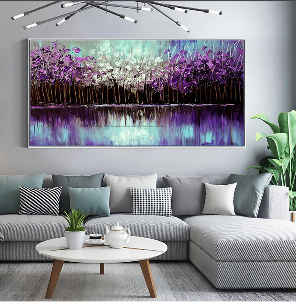 Povzetek platno slikarstvo dekorativne slike platno art moderne umetnosti za domačo steno dekor slikarstvo vijolično Ročno umetnost dnevna soba