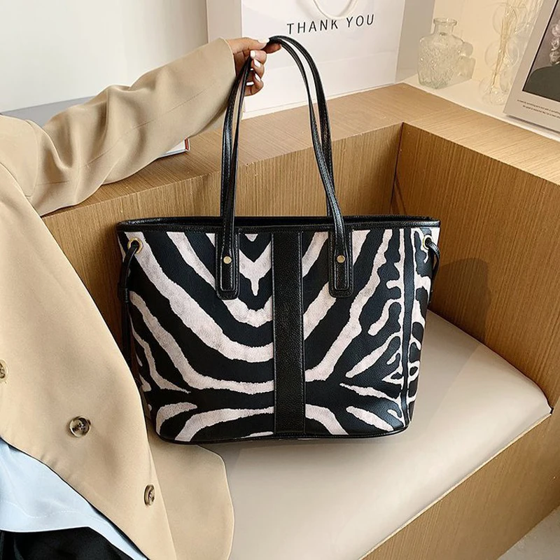 Zebra Pattern Designer PU Leather Shoulder Bags for Women 2020 Large Branded Shoulder Handbags Women's Trend Totes Hand Bag