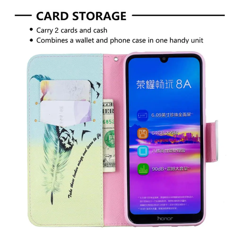 Primerih, Risanka Za Kritje Huawei Honor 8A Medved Primeru PU Usnja Flip Book Telefon Lupini sFor Capinhas Huawei carcaso Čast vzpon 8A