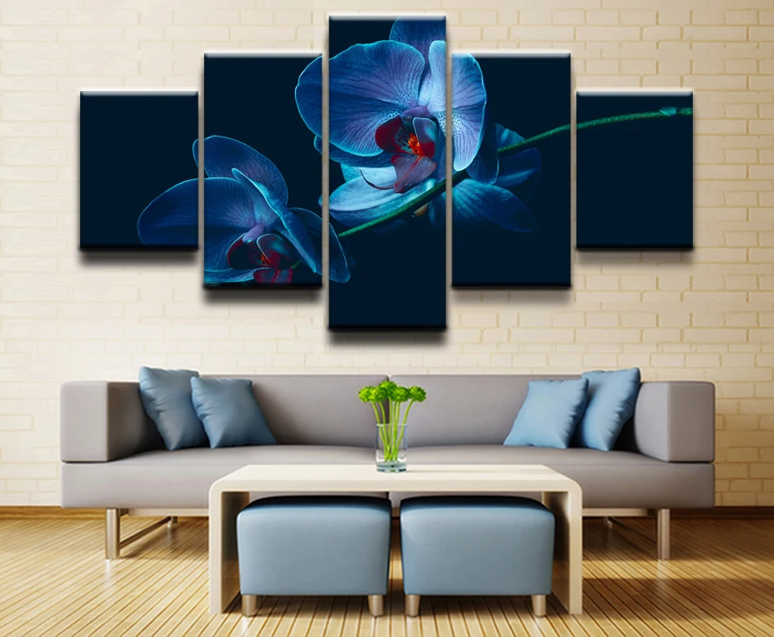Platno Wall Art Slike HD Natisnjeni Slikarstvo Okvir Za Sodoben Življenjski Prostor Dekorativni 5 Kos Bonny Vijolične Orhideje Plakat