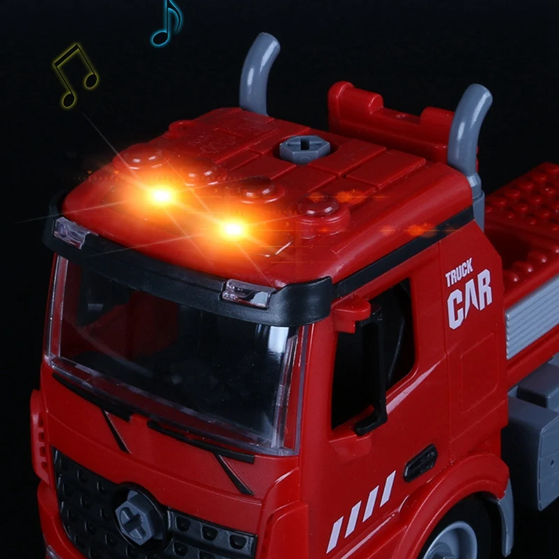 Otroci, ki so Sestavljeni Igrača Avto Snemljiv Razstavljanje, Zvoka in Svetlobe Požarne Lestve Avto Igrača Fire Truck Avto, Vozila, Model za Darilo