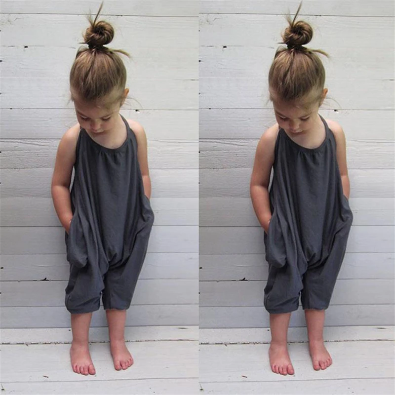 Otroci Baby Dekleta Trak Bombaž Romper Jumpsuit Harem Hlače Poletnih Oblačil 2018 Modni Slog Obleko T#