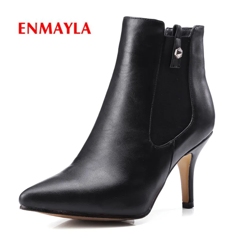 ENMAYLA 2020 Nov prihod žensk konicami prstov trdna gleženj škornji Lady tanke pete slip-on čevlji ZYL514