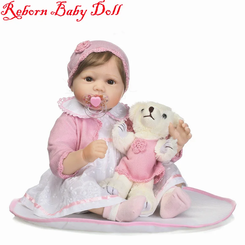 NPK 55 cm Mehke Silikonske Prerojeni Lutke Otroka Realistična Lutka Prerojeni 22 Palčni Full Vinil bebe dekle Boneca Rodi Punčko Za otroke