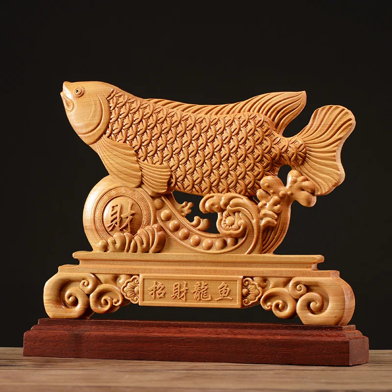 20 CM Srečen ribe Woodcarving čoln dekoracijo, Ribe Dvojno Stranicami Vklesan Votlih Doma Darilo lesa Obrti Zbirka Odlikovanja