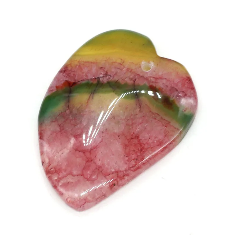 Novo Naravnega kamna obesek breskev srce dveh barvnih agates obesek za ogrlico DIY nakit najboljše darilo za rojstni dan velikosti 30x45mm