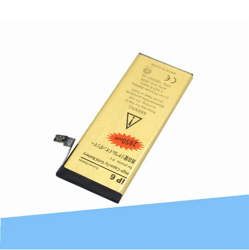 30pcs /veliko 2850mAh 0 nič cikel Zamenjave Li-Polymer Zlato Baterije Za iPhone 6 6 G Akumulator Akumulatorji