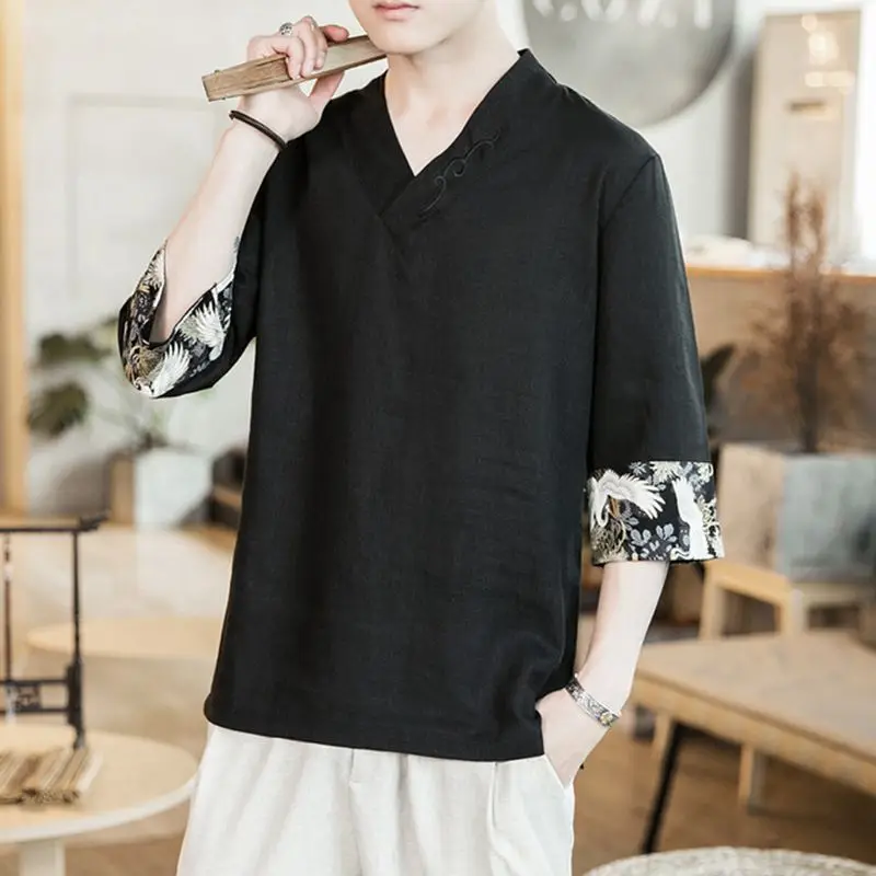 Sinicism Trgovina 2020 Moških Kitajski Slog Sponke 5XL Majica s kratkimi rokavi Moški Pomladni Vintage T-Majice Moški Modni Kariran Oblačila Oversize