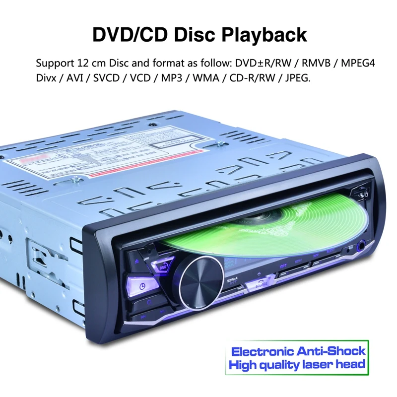 1 Din Avto Bluetooth, DVD, VCD, CD Predvajalnik MP3, MP4 FM AM o Radio, Predvajalnik USB 45WX4 Kanal