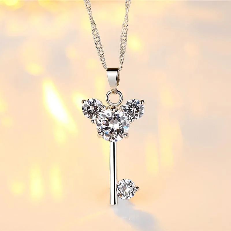 Moda AAA CZ cirkon ključ obesek ogrlica Ljubezni Tipke za dekleta, Ženske Jewelryt valentinov darilo