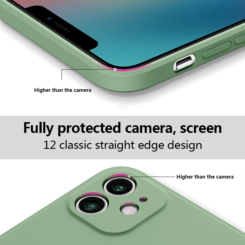 Luksuzni Original Tekoče Silikona Primeru Telefon Za iPhone 12 11 Pro Max Mini XS X XR 7 8 Plus SE 2 Tanka, Mehka Kritje Kvadratnih Sladkarije Primeru