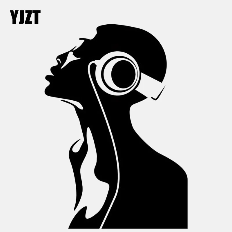 YJZT 10.4 CM*14,8 CM DJ & Slušalke Dekleta Rock Glasbe Vinil Dekoracijo Črna/Srebrna Avto Nalepke C22-0659
