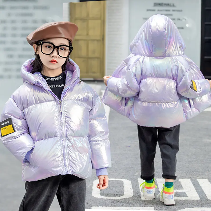 Zima Bela Raca Navzdol Jakno Za Dekleta 4-11 Leto Moda Minimalističen Trdna Hooded Vrhnja Oblačila Otrok Smart Sivke Sijaj Fantje Plašč