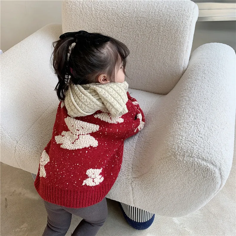 Otrok Nosi Pulover 2021 Jesen in Zimo, Otroška Oblačila Novih Otroci Svoboden Outwear korejski Baby Dekle Srčkan Leni Plesti Pulover 2-7Y