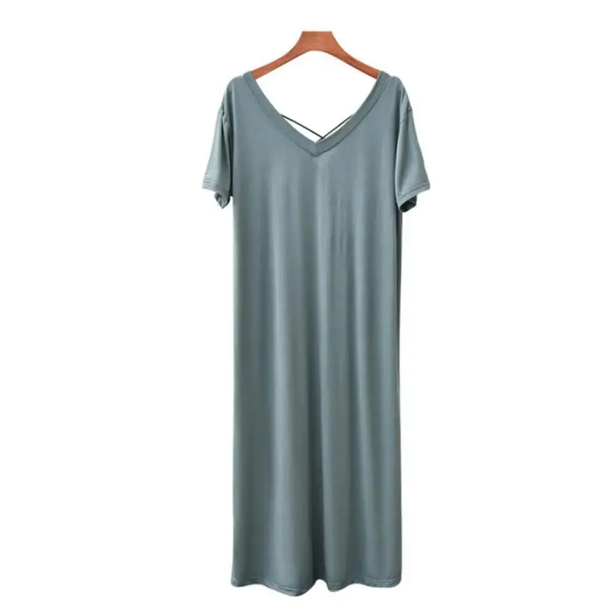 Novo Modal Osnovne Nightgown Dolgo Seksi Dama Doma Obleko Poletje Noseča Sleepwear Noč Majica Svoboden More