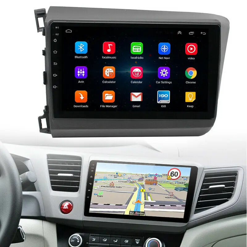 Za obdobje 2012-Honda Civic Android 9.1 Avto Radio, GPS, 9 inch MP5 Predvajalnik 1GB+16GB