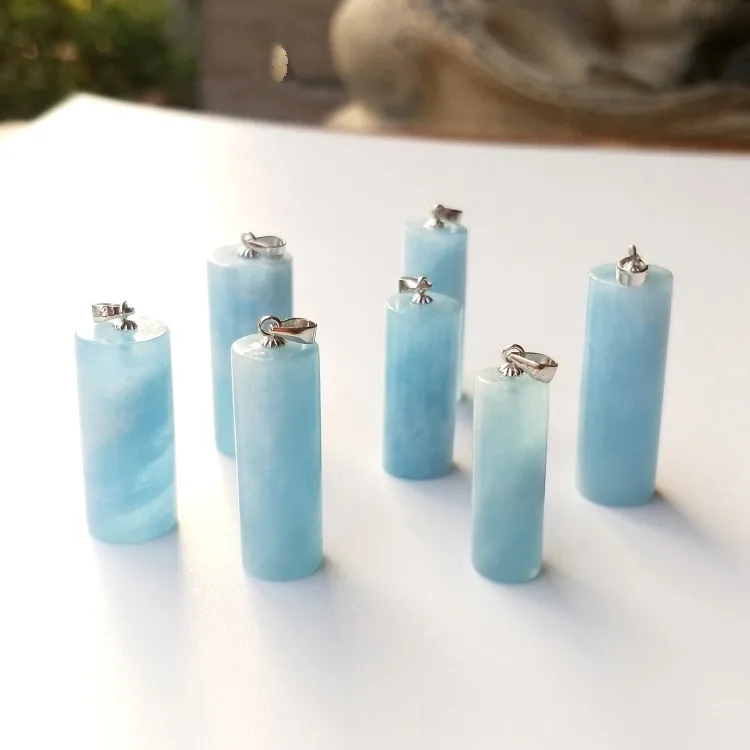 En kos svoboden kroglice modre akvamarin steber obesek za DIY nakit, izdelava FPPJ debelo narave