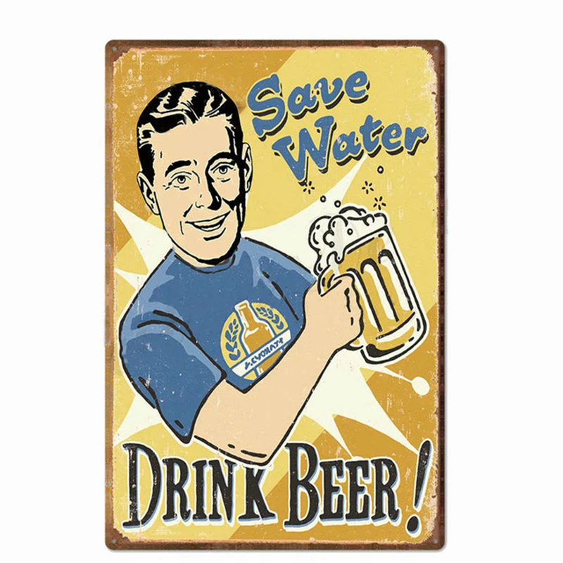 Pijača Dobro Pivo Dobri Prijatelji Tin Prijavite Vintage Retro Kovinski Tinplate Plakat Pin Up Steno Dekor Za Pub, Bar, Restavracija Jamski Človek Znak