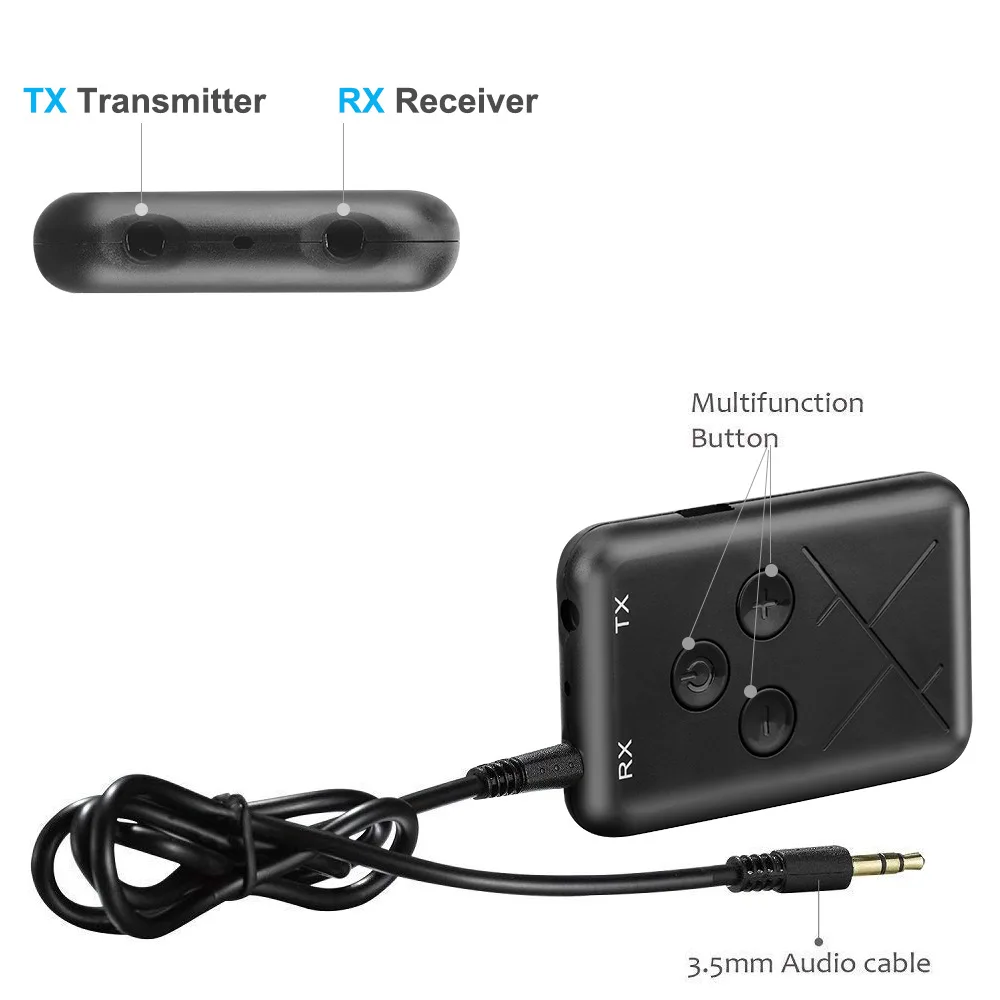 2 v 1 Bluetooth Oddajnik Sprejemnik za TV, Avto, Računalnik 4.2 Brezžična tehnologija Bluetooth Adapter 3.5 mm AUX Audio Stereo Glasbeni Sprejemnik