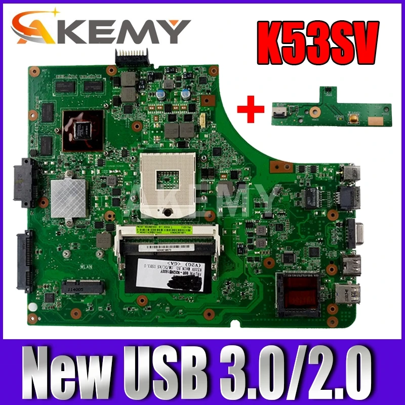 Akemy NOVE MB K53SV matično ploščo Za ASUS X53S K53SC K53SV K53SM K53SJ P53Sj laptop mainboard HM65 GT540M-GPU USB-2.0 / 3.0