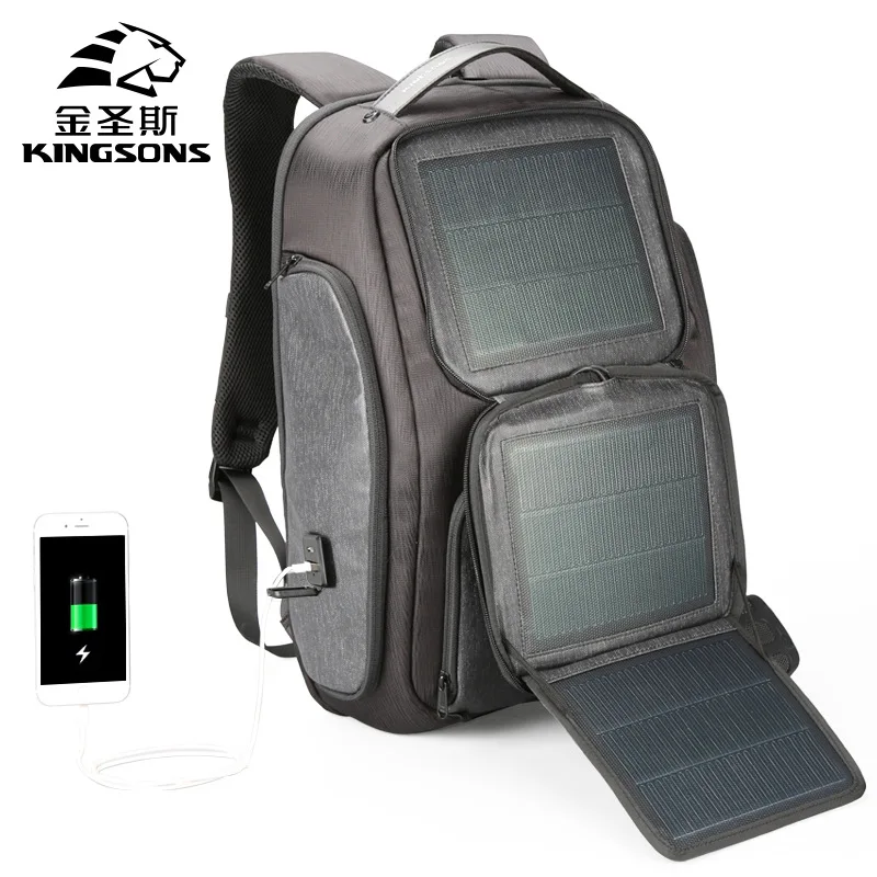 Kingsons novo, Nadgrajeno različico Sončne energije, rdečica za 15,6 palčni Prenosnik Nahrbtnik USB zunanje polnjenje poslovna potovanja za prosti čas vrečko