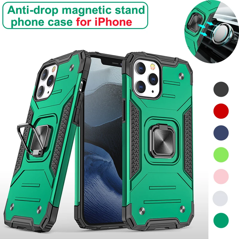 Anti-Spusti Magnetische Oporo Voor Iphone 12 11 Xs Pro Max Primeru Voor Iphone X Xr 12mini Se 2020 Magnetische Vinger Obroč Pokrov