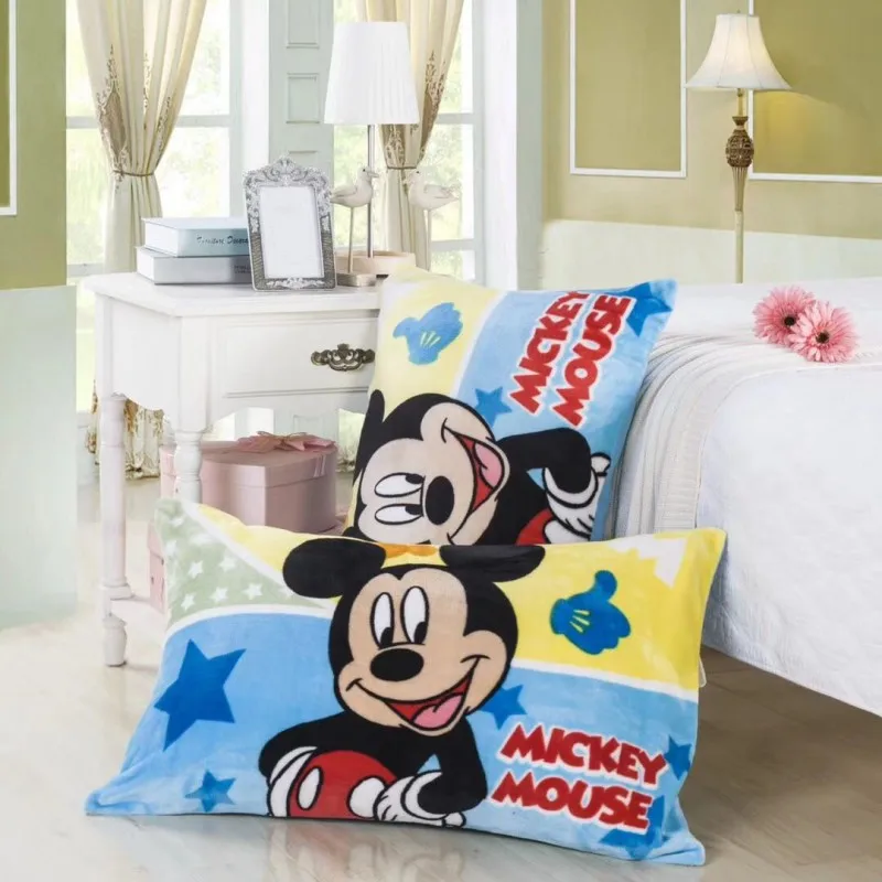 Disney Flanela Pillowcases 2Pcs Risanka Mickey Mouse in Minnie Nekaj Blazino Pokrov Okrasni PillowsCase 48x74cm