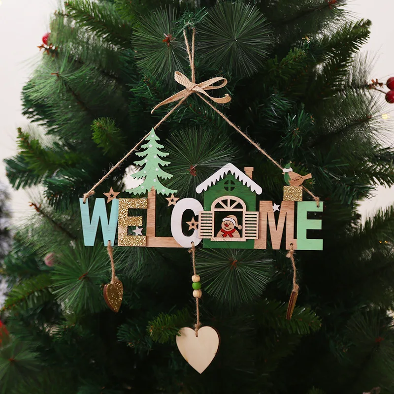 Božič Lesene Zvonovi Viseči Okras Dobrodošli Znaki Obesek Božično Drevo Obesek Stranka Božič Okraski