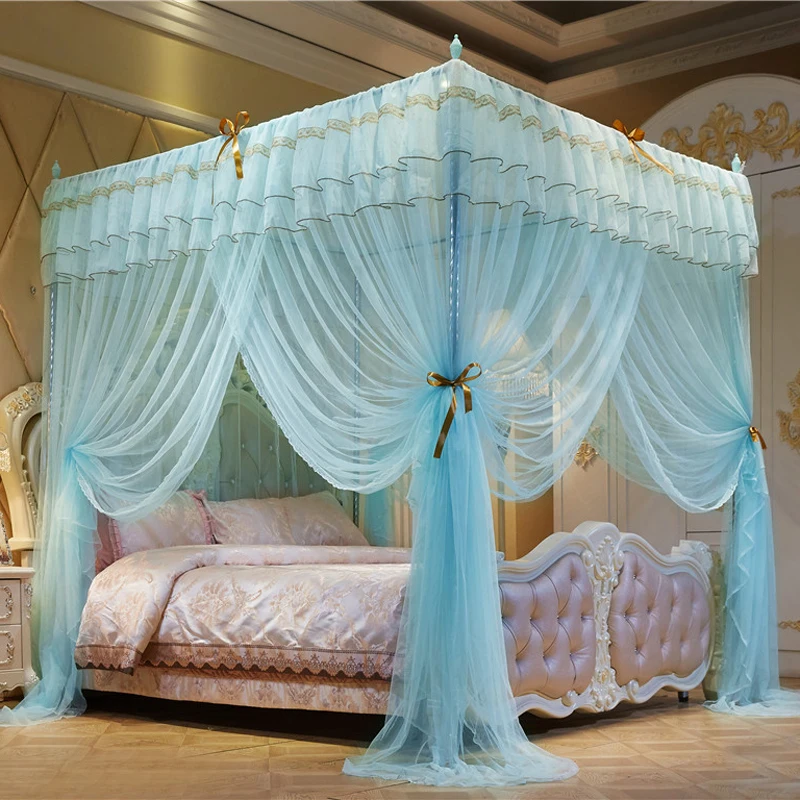 Mreža proti komarjem posteljo mreže krošnjami posteljo zavesa s štirimi vogali tri-vrata odprta klimatska naprava mreže proti komarjem okvirji kraljica kralj
