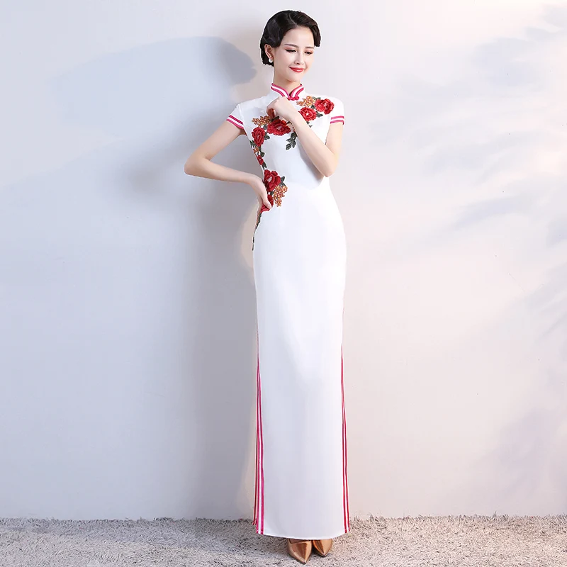 Plus Velikost 4XL 5XL svate Cheongsam Kitajski Ženska Elegantno Seksi Maxi Qipao Večerno Obleko Slim Dolgo Haljo Retro Vestido