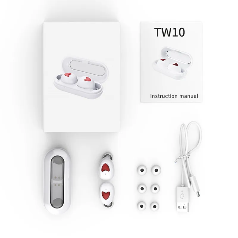TWS TW10 Mini Brezžična Bluetooth slušalke 5.0 Stereo Hi-fi Čepkov v uho Dotik Šport vodotesne Slušalke Za vse Pametne telefone