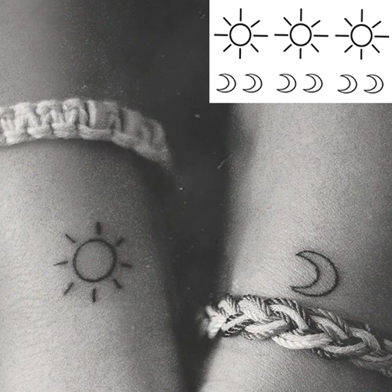 Nepremočljiva Začasni Tattoo Nalepke Minimalističen Majhne Sun Moon Pero SnakeTatto Body Art Flash Ponaredek Tattoo za Moški Ženske Otroci