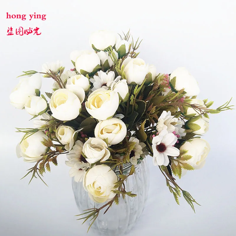 Ameriški državi letnik poročni dekoracijo, umetno cvetje svile cvet pearl bracts šopek 5 barvnih kaset cvetje
