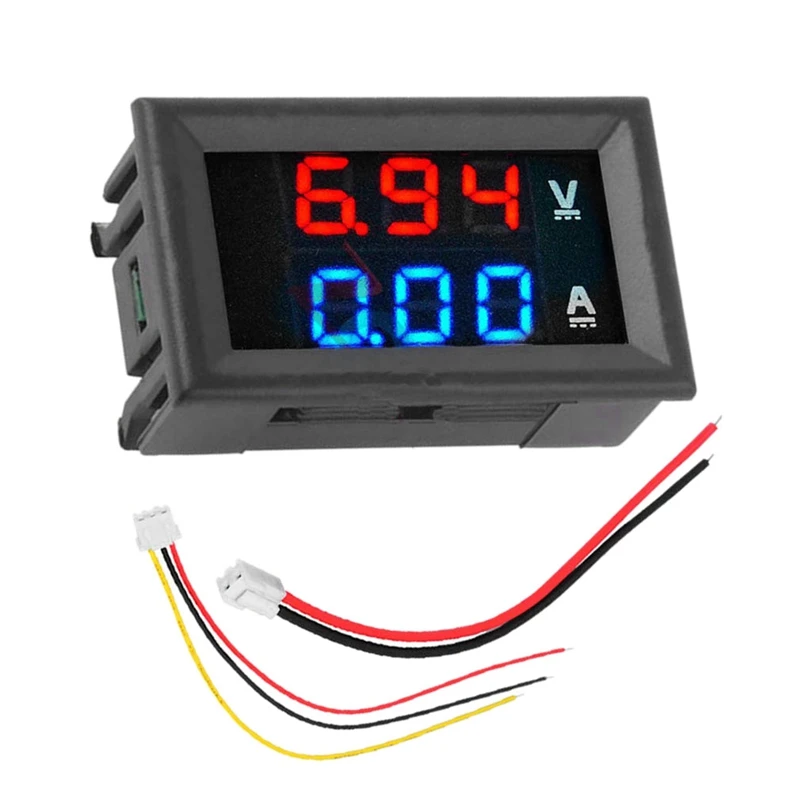 2Pcs Digitalni Voltmeter Ampermeter DC 100V 10A Amp Napetost Tekoči Meter Tester Modra + Rdeča Dvojno LED Zaslon s Povezavo Žic