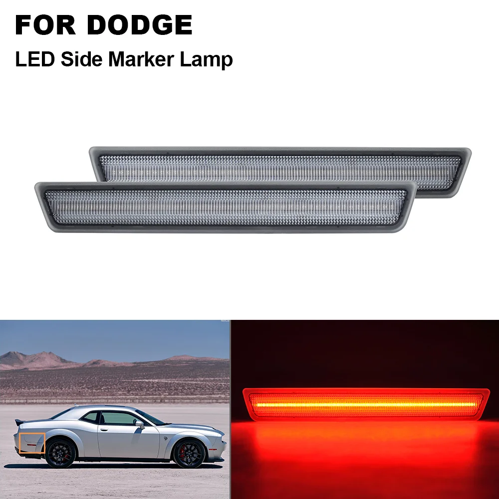 2PCS Avtomobila 12V LED Strani Marker Luč Za Dodge Challenger 2016 2017 2018 2019 Jasno Objektiv LED Zadaj Rdeča Strani Marker Lučka