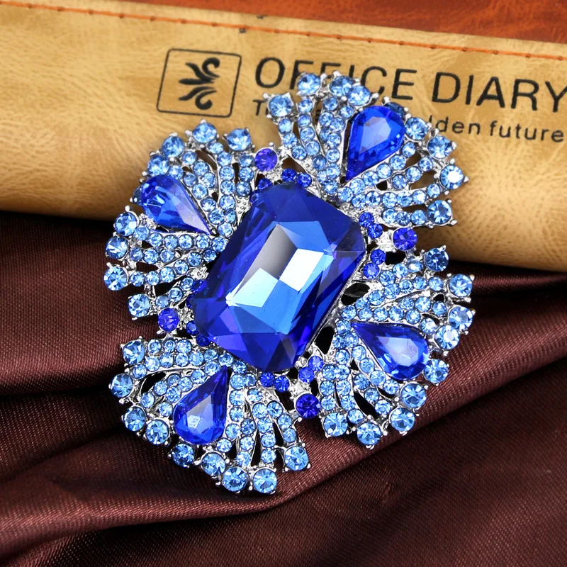 Luksuzni Nosorogovo Broške Pin Velika Modra Kristal Broach DIY Torto Dekoracijo Poroke Broška Šopek Nakit Dodatki AE047
