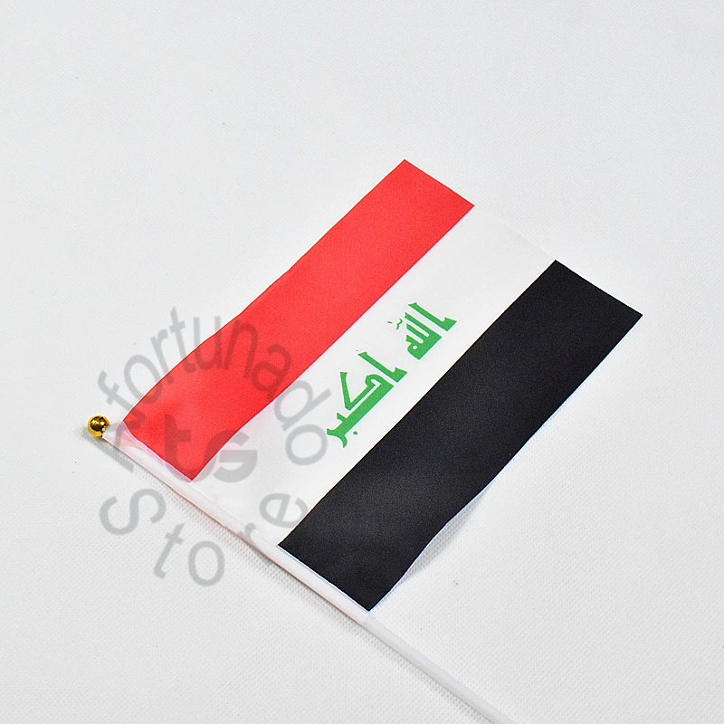 Irak 14*21 cm 10pieces zastava banner pomahal z Roko Zastava Nacionalna Zastava za izpolnitev,Parade,stranka.Visi,dekoracijo