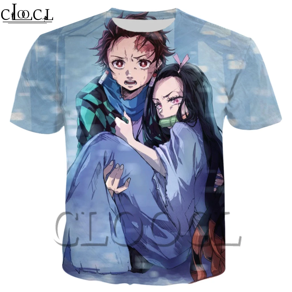 CLOOCL Duh Uničenja Rezilo Oblačila Anime Tanjiro Kratki rokavi T-shirt 3D Tiskanih Ulica Trend Svoboden Moški korejski Krog