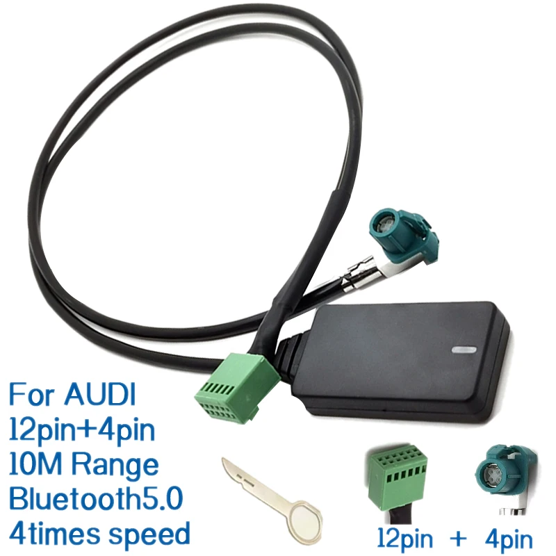 12 Pin 12V Avto Brezžični AUX Bluetooth 5.0 Tok Proste Roke, Auto Bluetooth Car Kit o Kabel za A3 A4 B8 A6 B6 C6 C6, B7