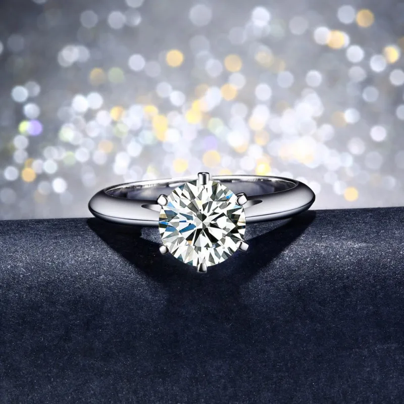 Moda Luksuzni 1ct Lab Diamantni Prstan Realno 925 sterling srebro Angažiranost, Poročni bend, Obroči za Ženske, moške Stranke Nakit