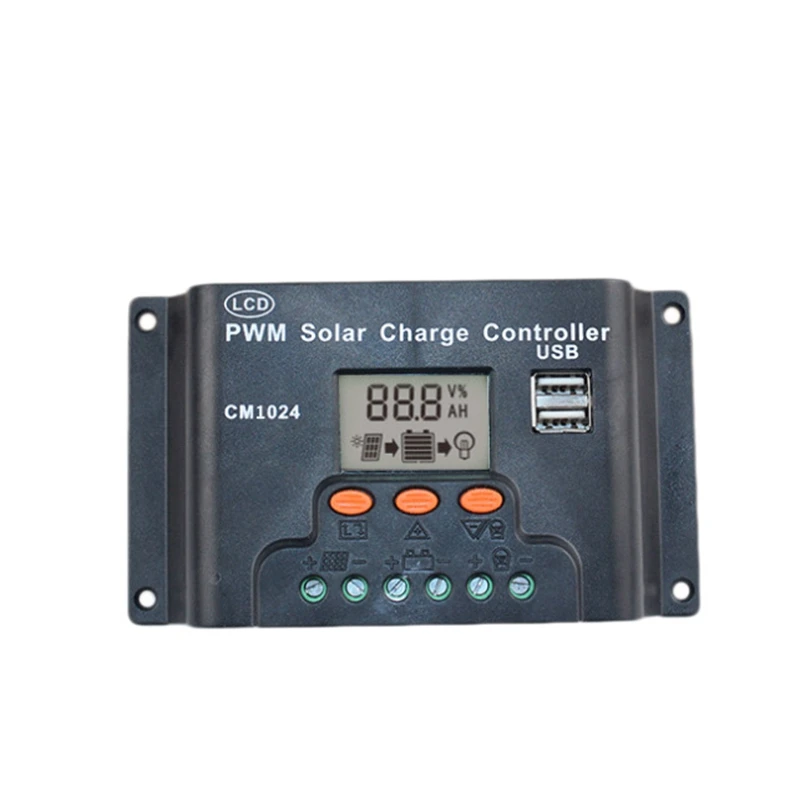 LCD Dvojni USB Solarni Polnilnik Krmilnik 10A 12V/24V Sončne celice, Regulator Polnjenje Baterije PWM