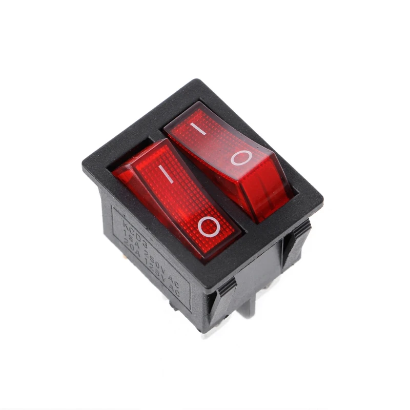 Dvojno Čoln Rocker Switch 6 Pin Za vklop / Izklop Z Zeleno Rdeče Svetlobe 20A 125VAC