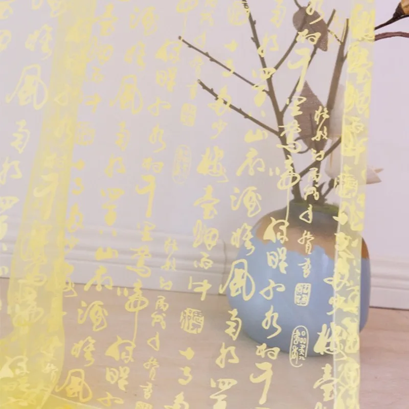 Po meri za dnevno sobo študija jedilnico rumena klasične kaligrafija besedilo til sodobni Kitajski til zgorela iz svetlobno zaveso