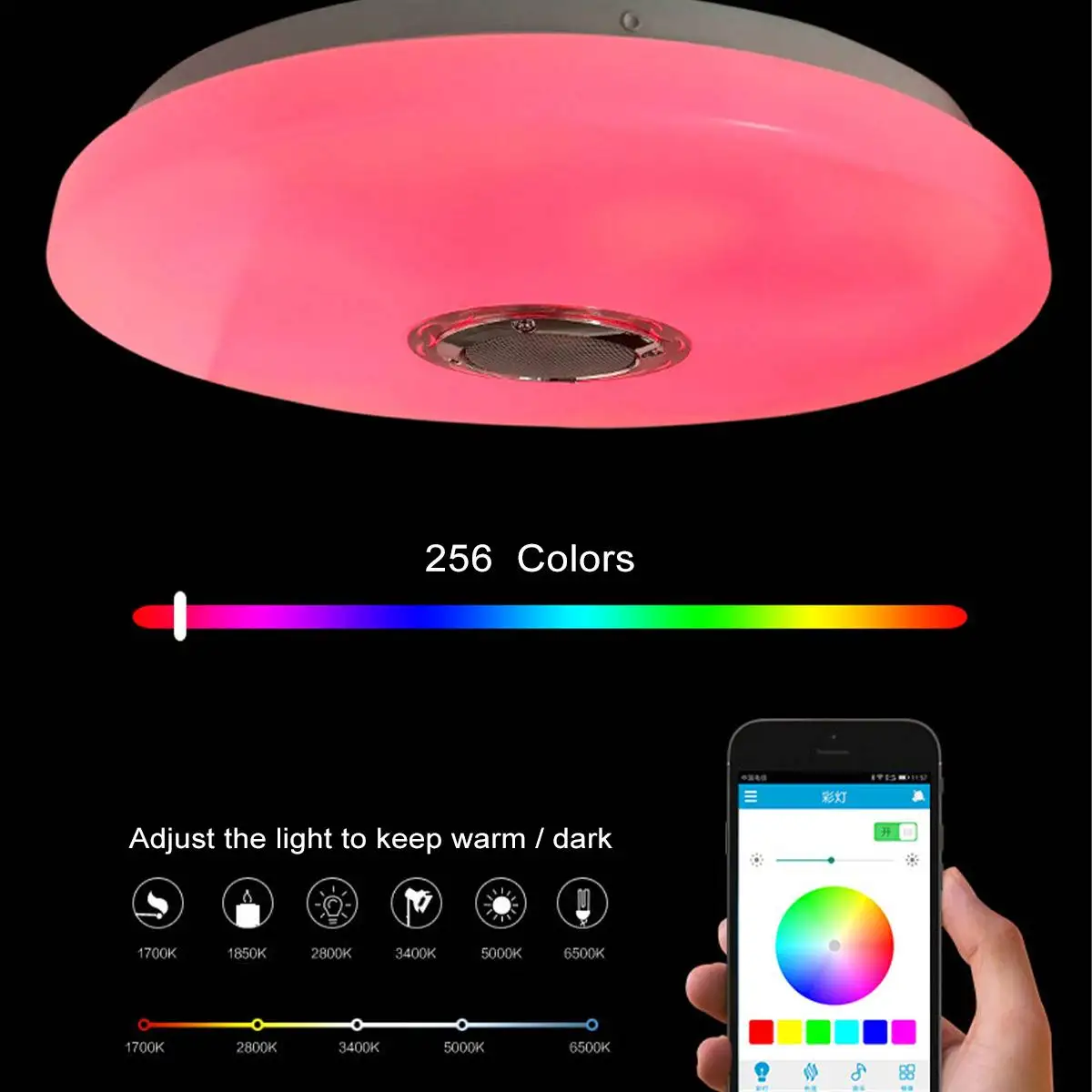 RGB Zatemniti Glasbe Stropne Luči Remote&APP Nadzor LED Stropna Lučka za bluetooth Zvočnik Doma Razsvetljave Držalo